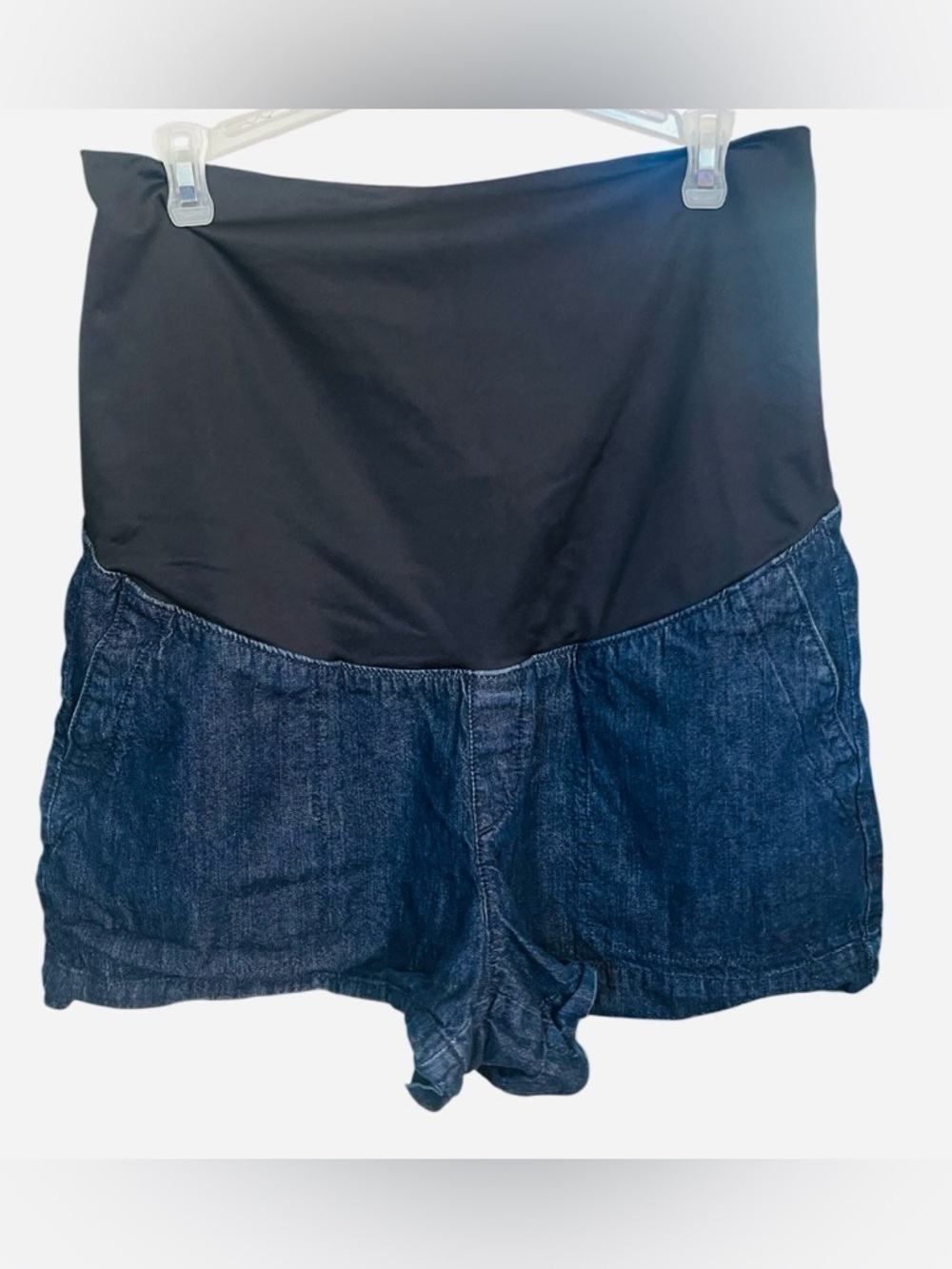 LOFT - MATERNITY 👶Dark Blue Denim Maternity Shorts with Black Overband
